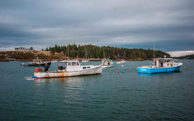 Lobster boats on the water 
