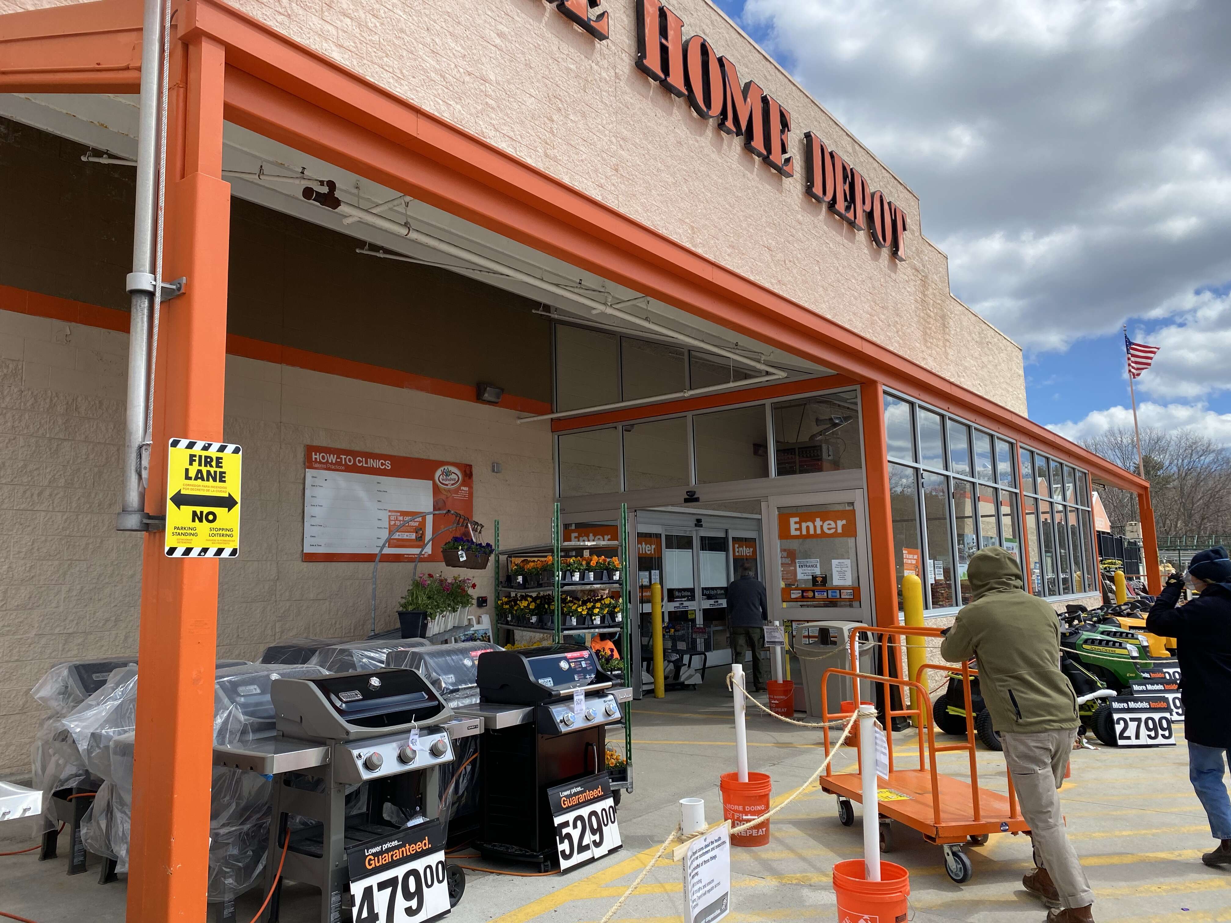 Customers outside Home Depot in South Portland 