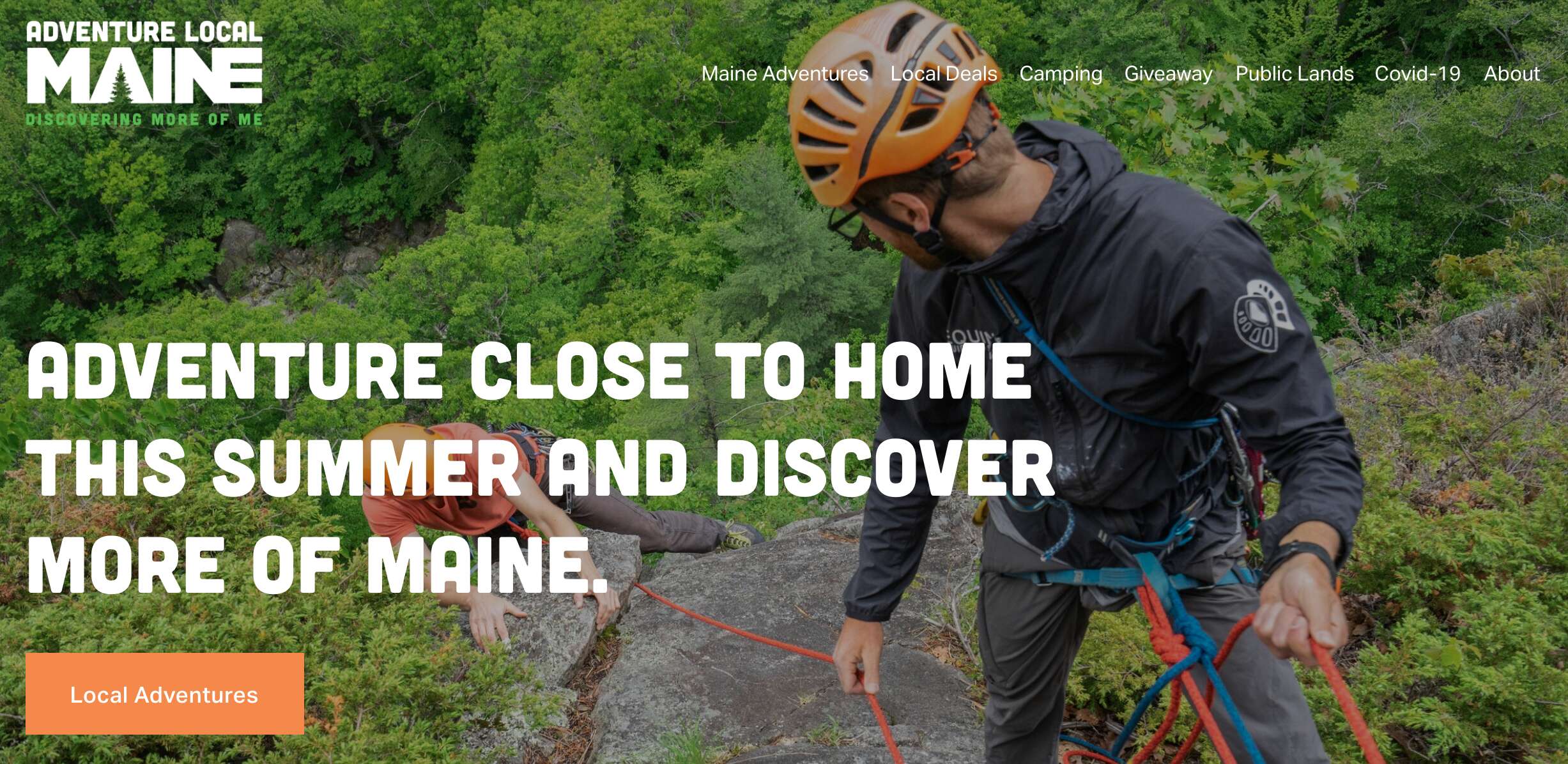 Screenshot  showing a biker and text: Adventure close to home this summer and discover more of Maine"
