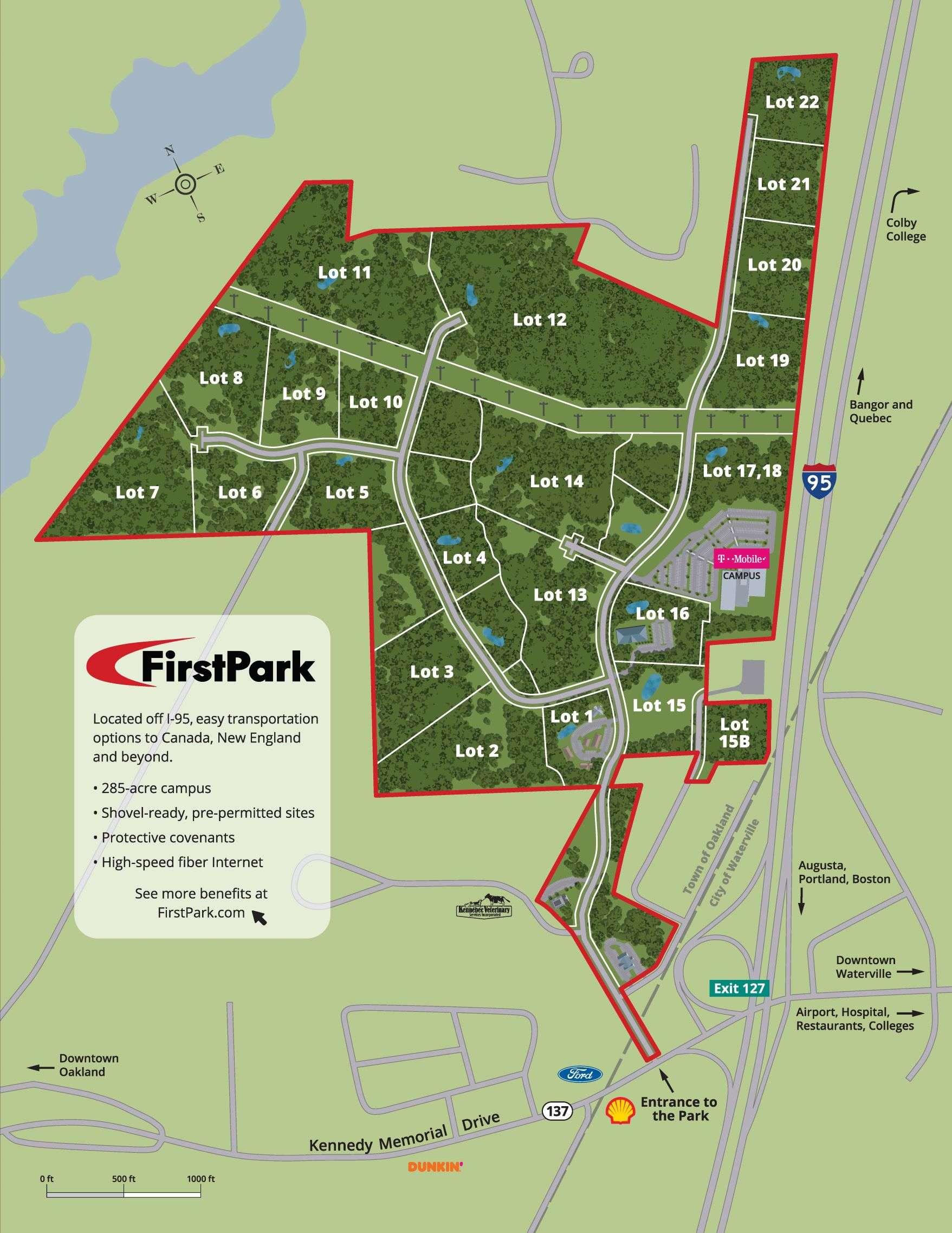 A map shows a large area divided into 22 numbered lots