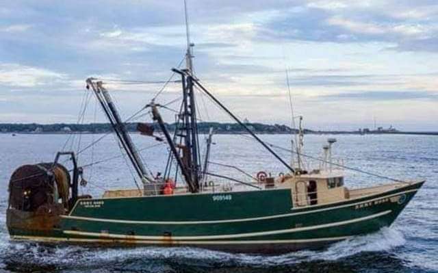 horizontal view of 82-foot fishing boat on the water