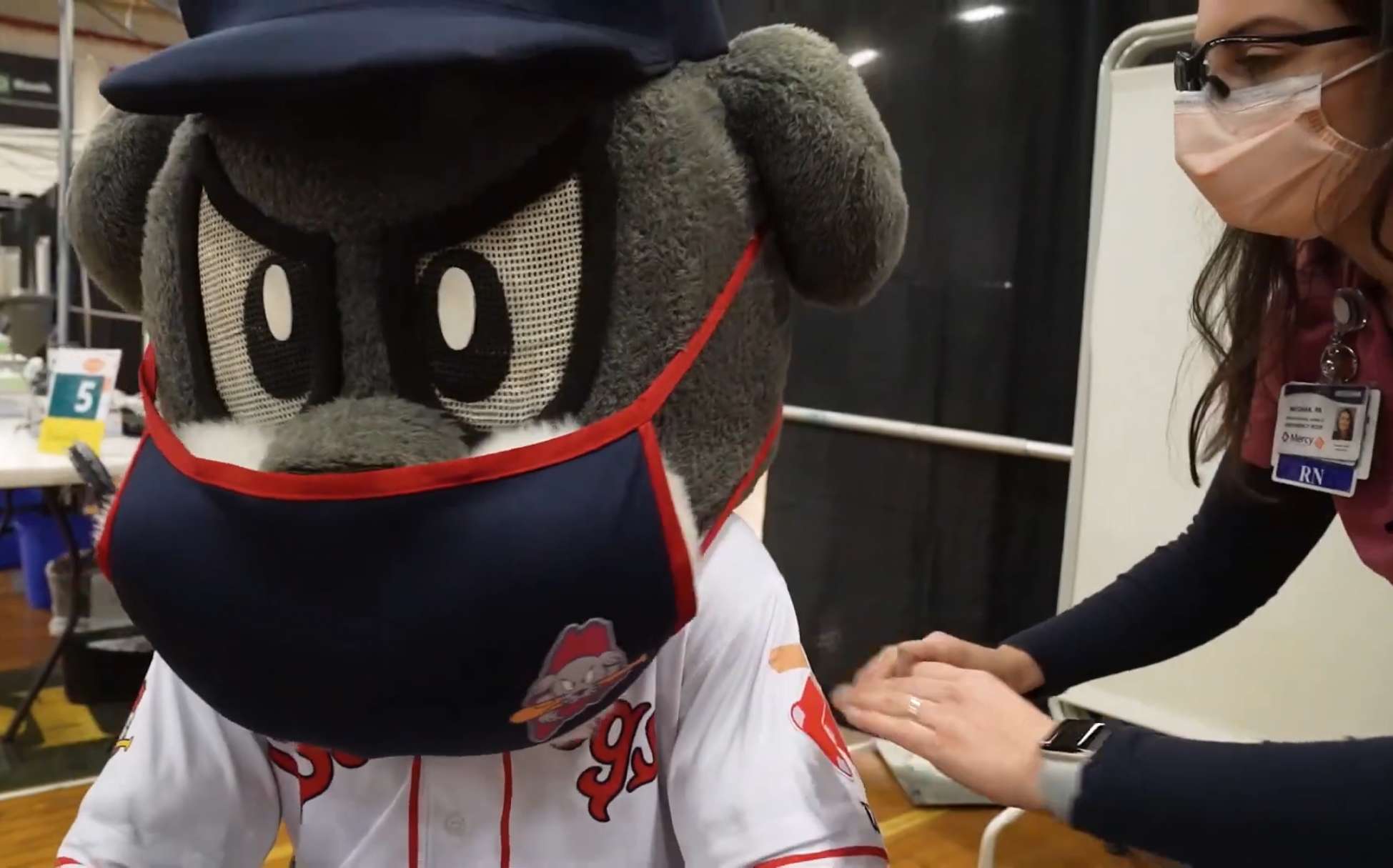 Screen shot showing Slugger getting a shot