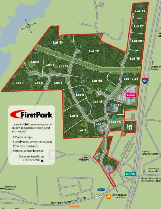 A map showing 22 lots on a site next to Interstate 95