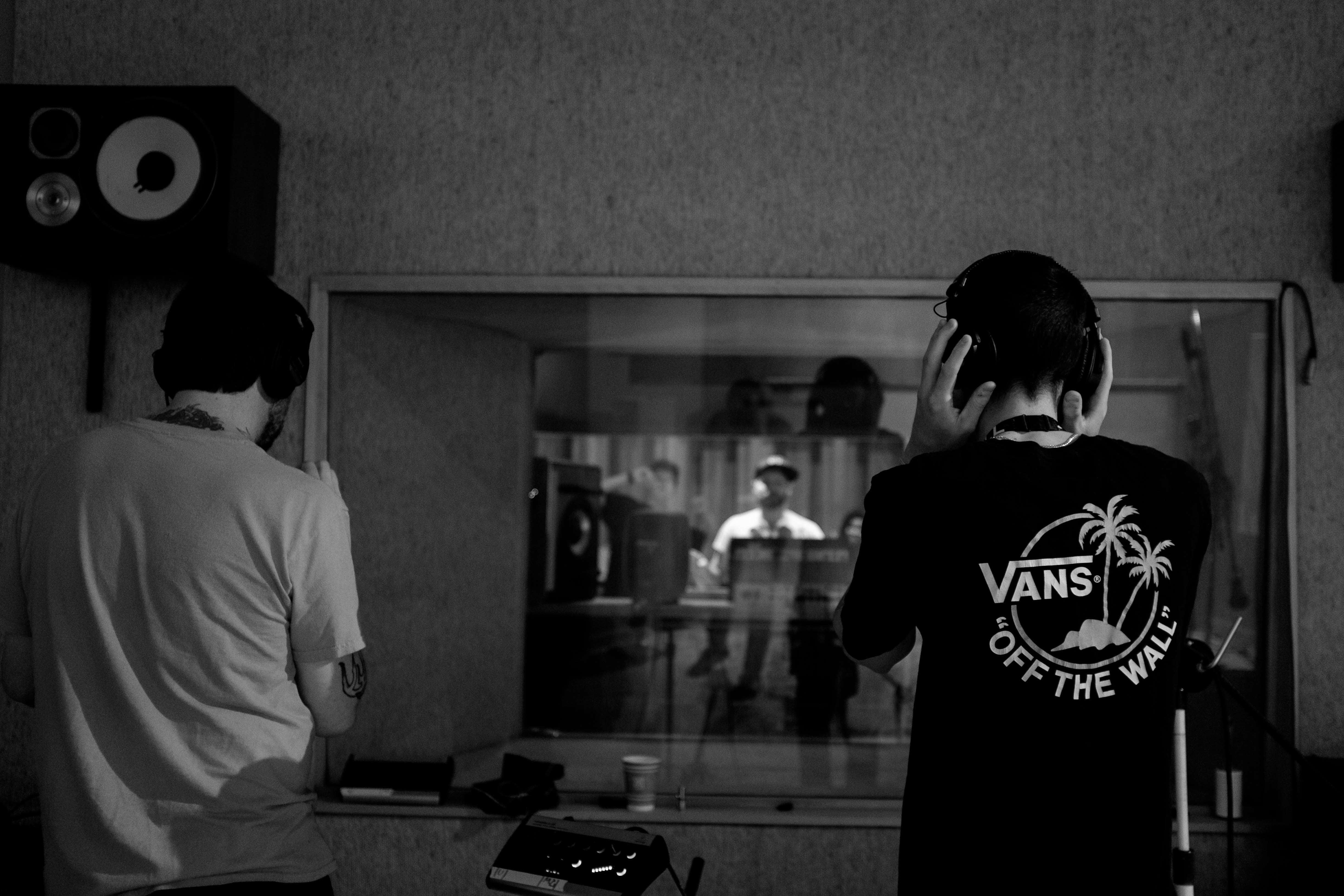 three people in studio