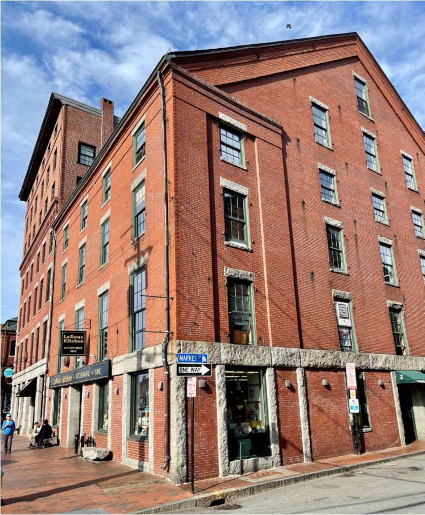 brick building with granite