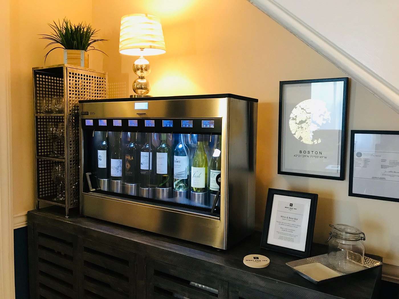 wine bottles in machine