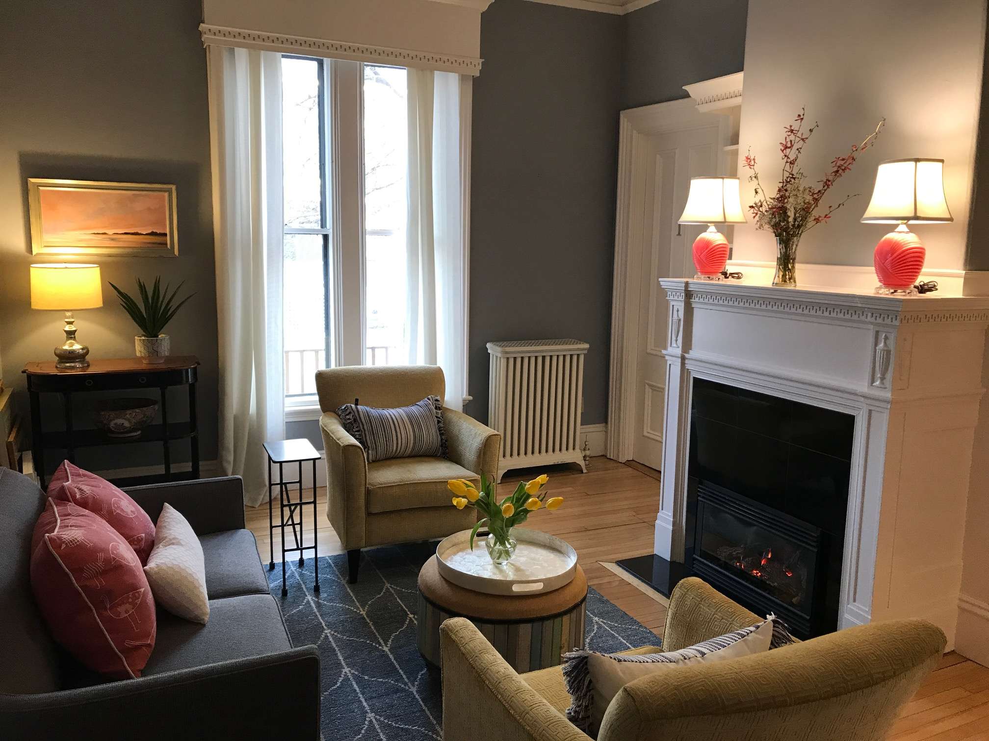 living room with fireplace