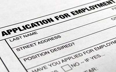 close-up of generic job application form