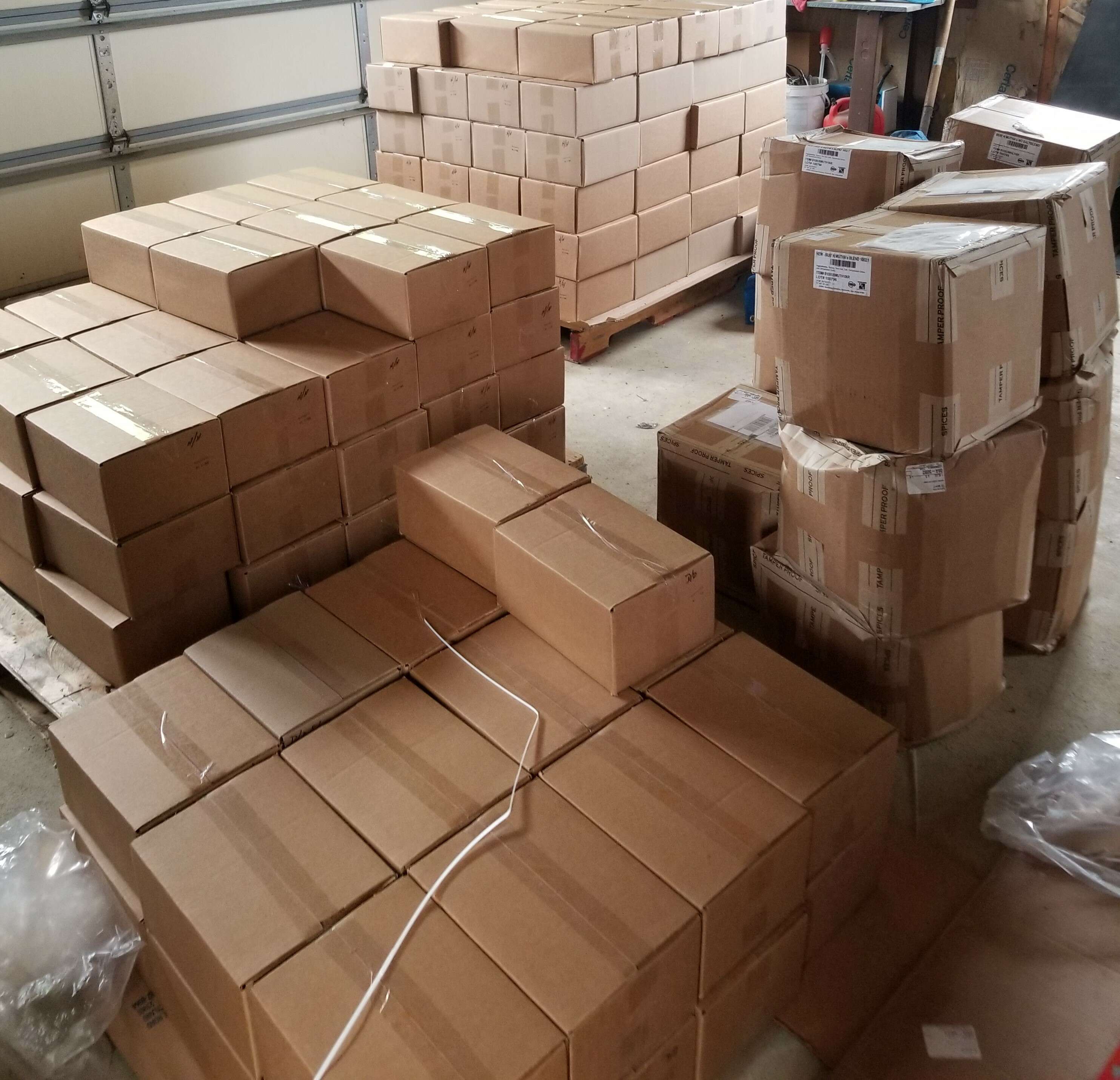 boxes on palettes