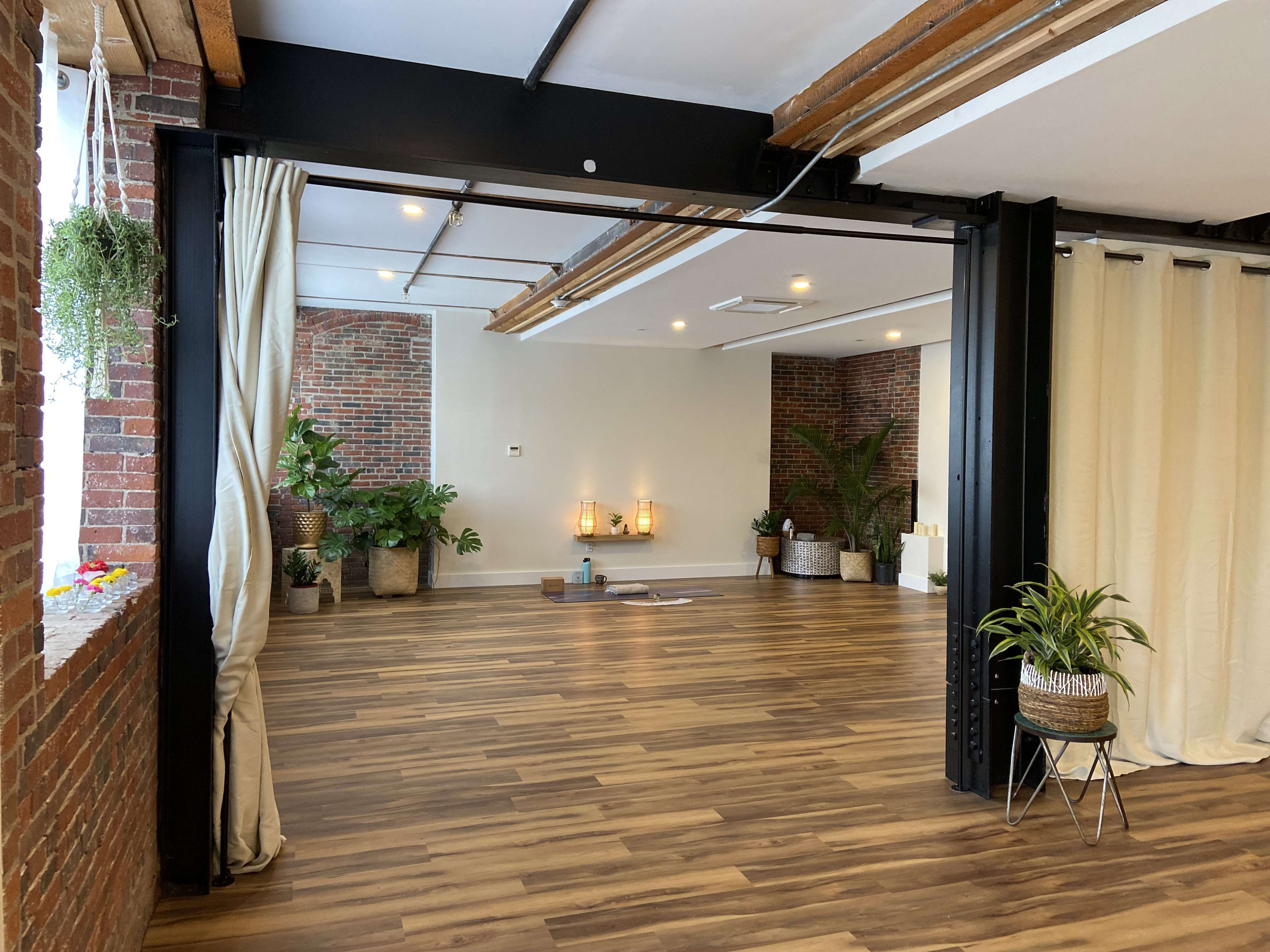 brick walls and wood floor