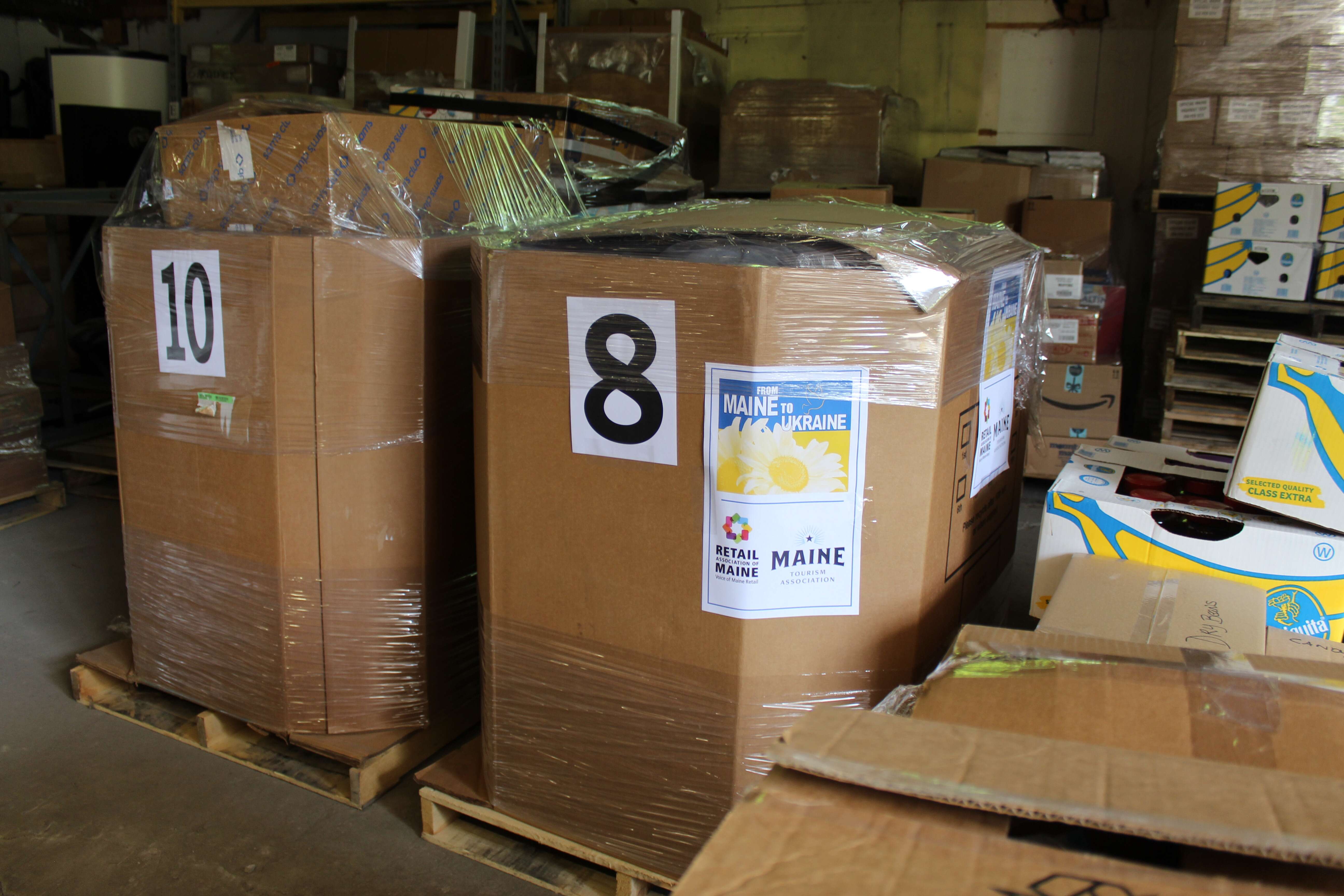 boxes on palettes