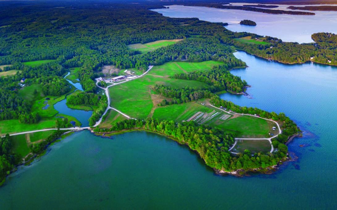 aerial of land and bay