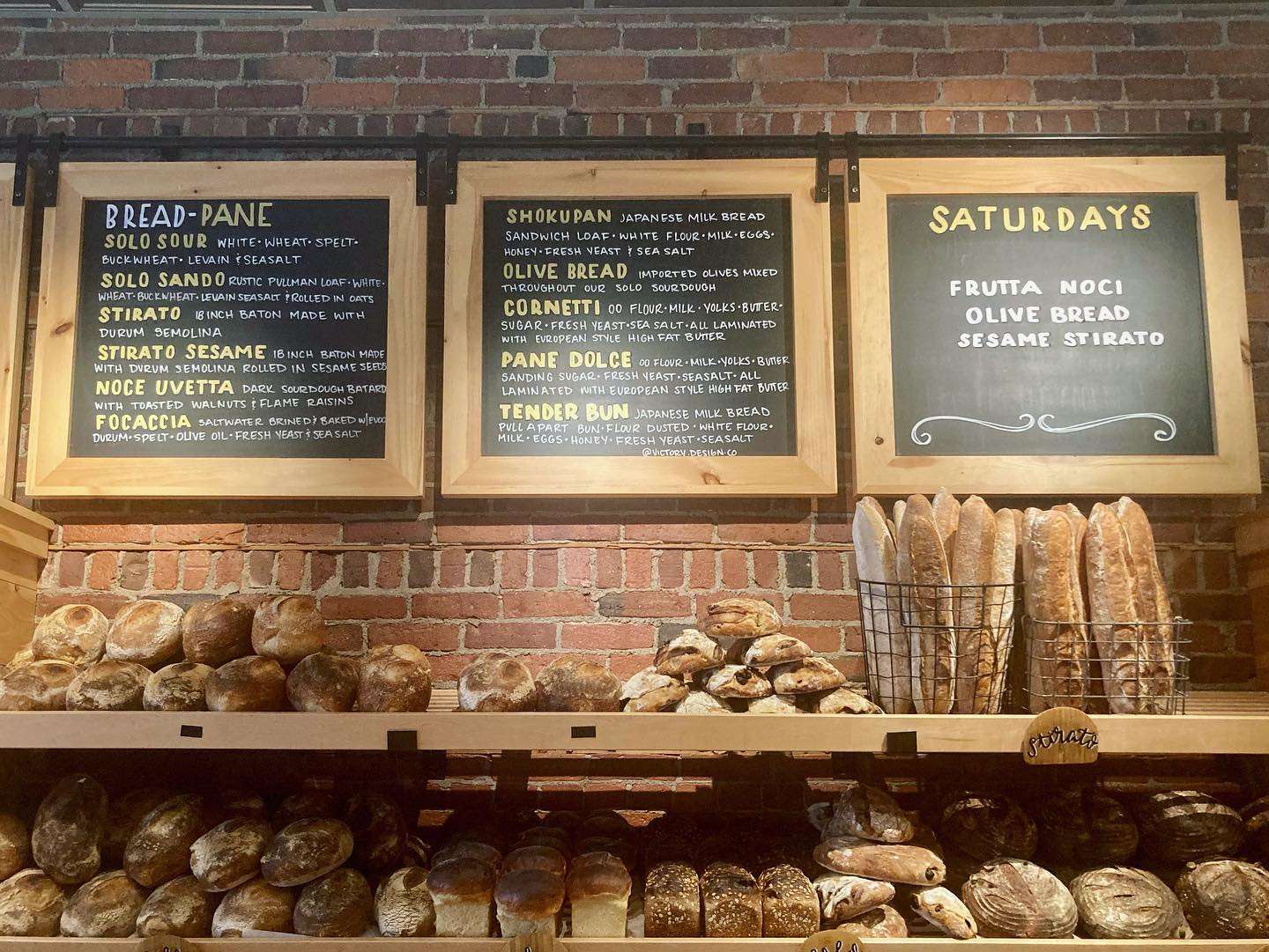 breads and blackboards with words