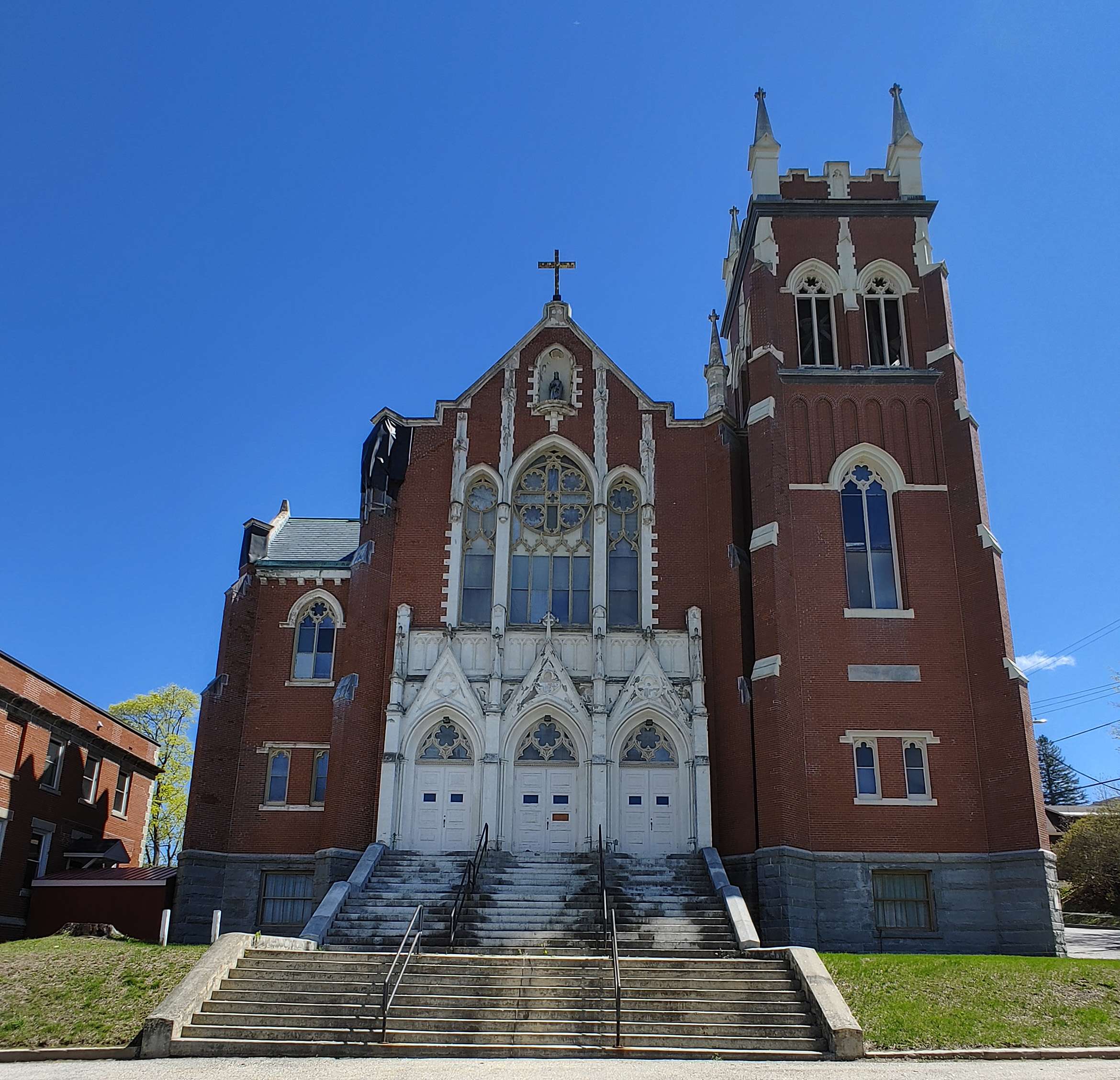 church with steps