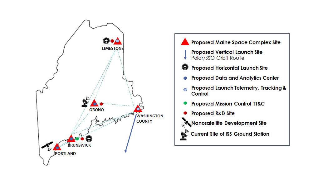 graphic of maine map with spots and key