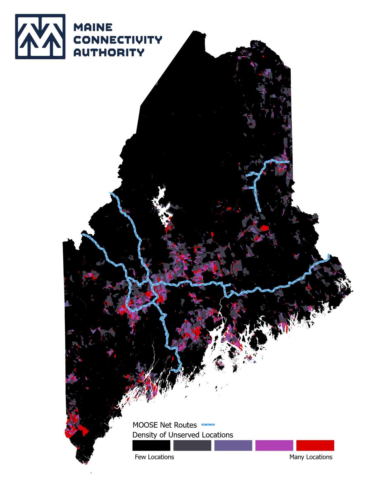 silhouette of maine with colors and lines