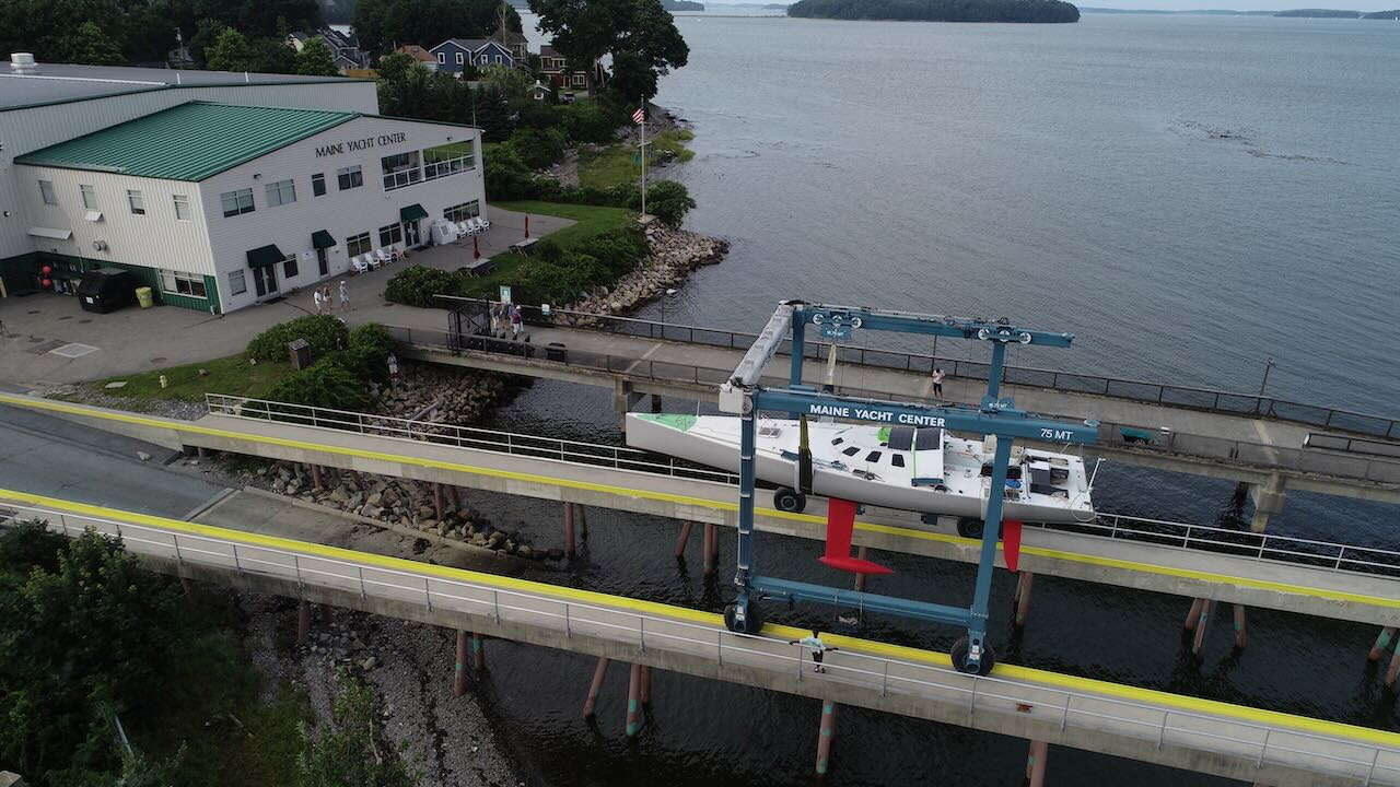 boat on trailer on land