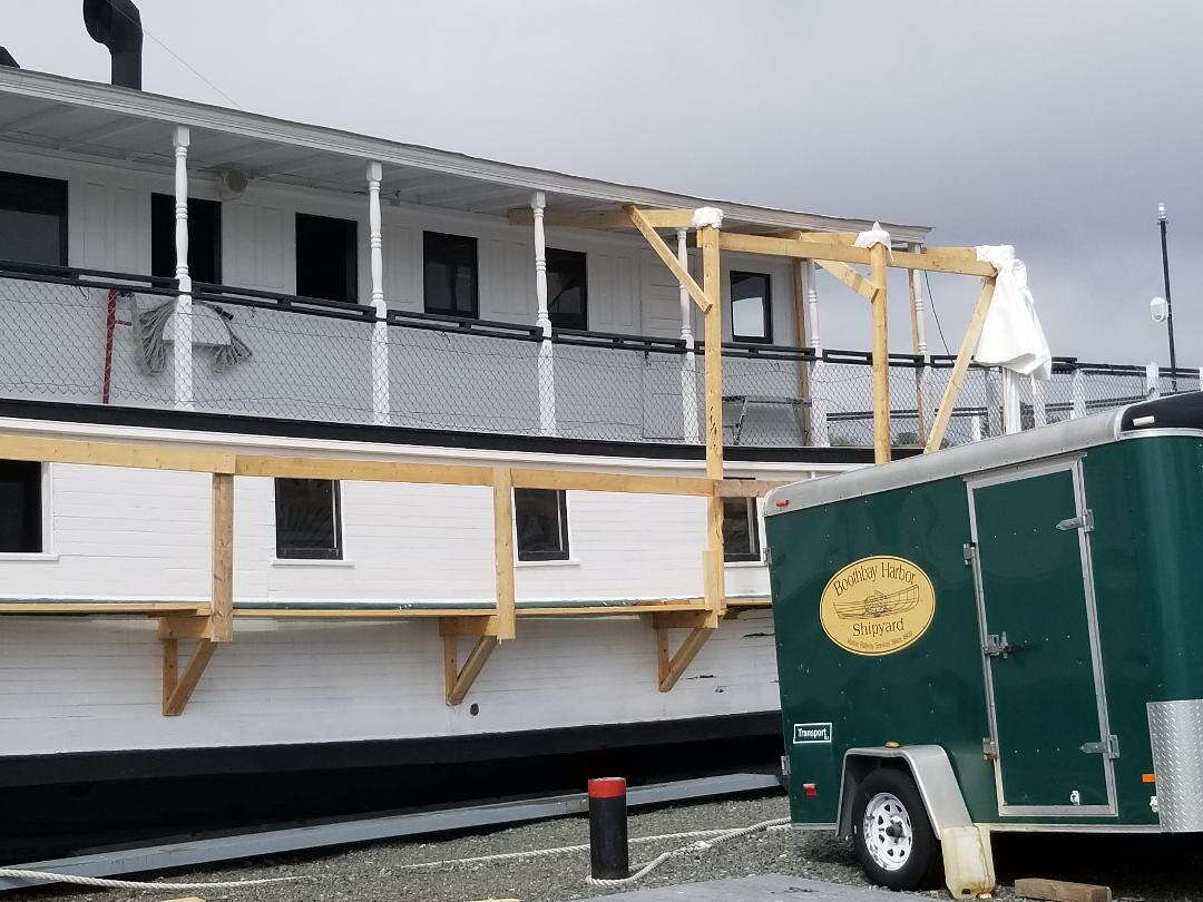 The Katahdin steamship at the pier on Moosehead Lake