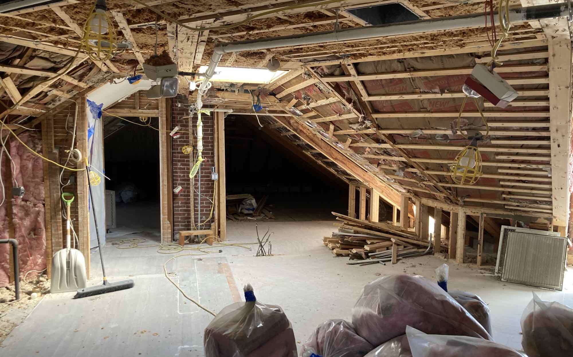 Demolition work is shown at the Gehring House in Bethel.