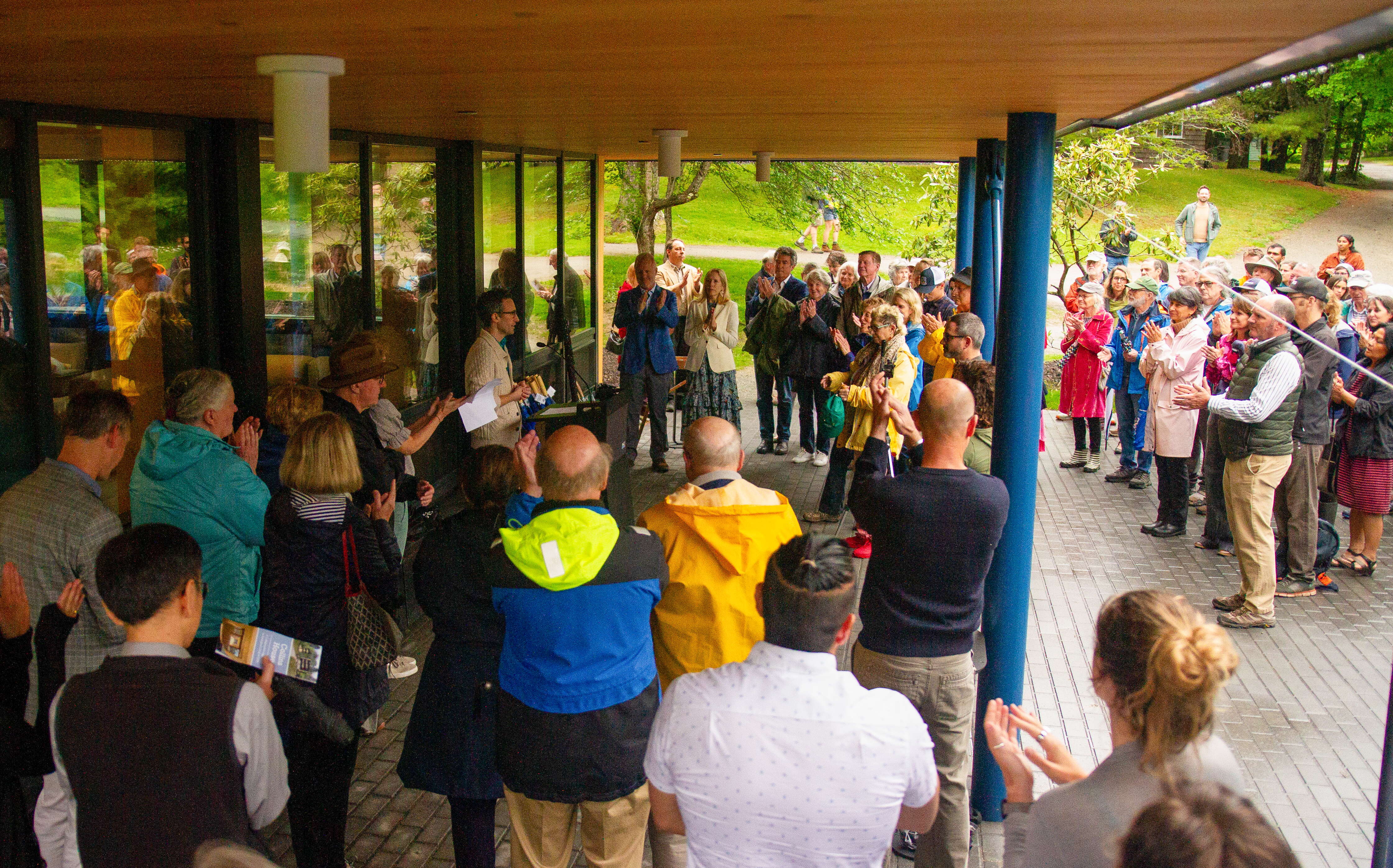 The Collins House dedication drew a crowd of people.