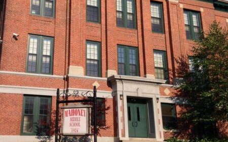 Mahoney school is an old brick building.