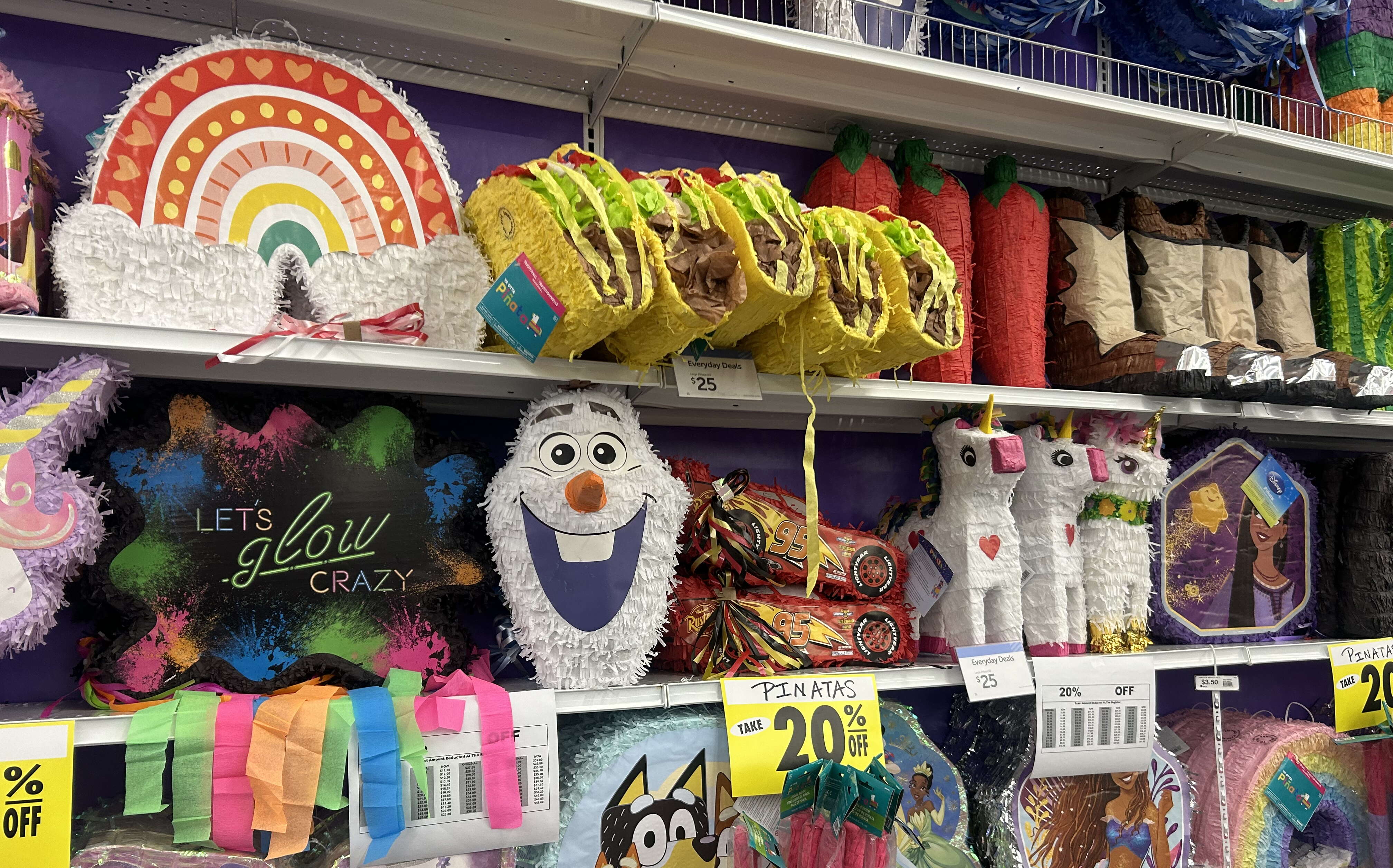 Store shelves at Party City