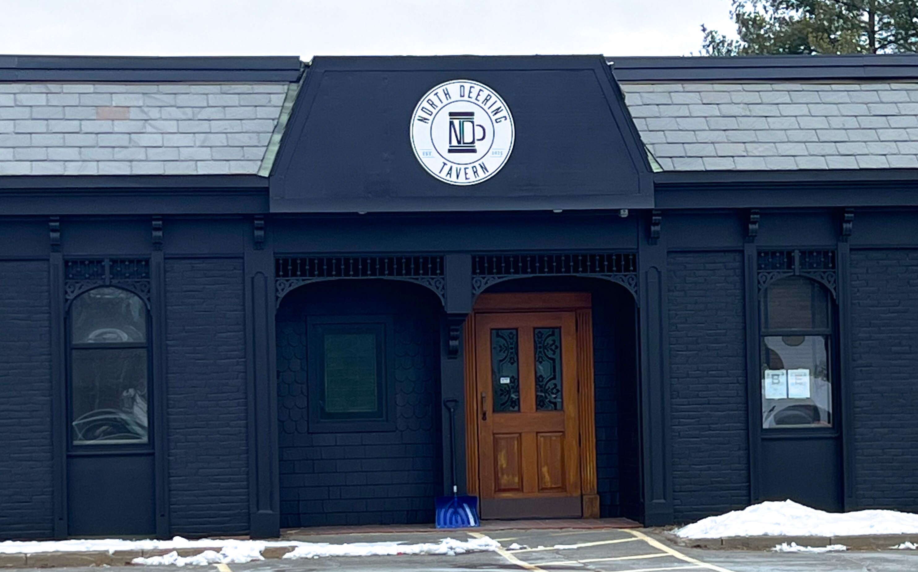 An exterior view of a building.