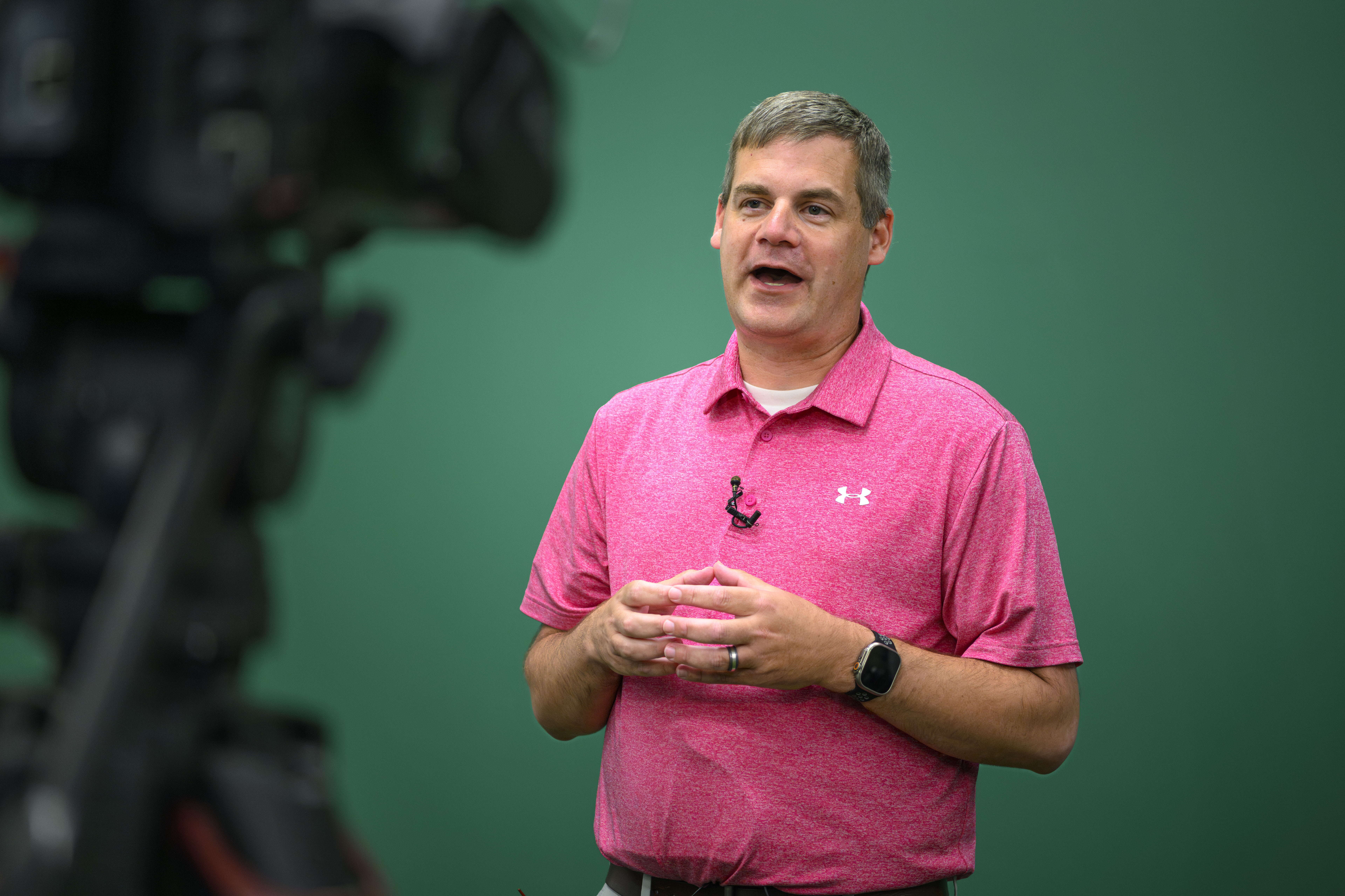 Portland Sea Dogs President Geoff Iacuessa speaks to the media during a tour of the team’s new clubhouse.