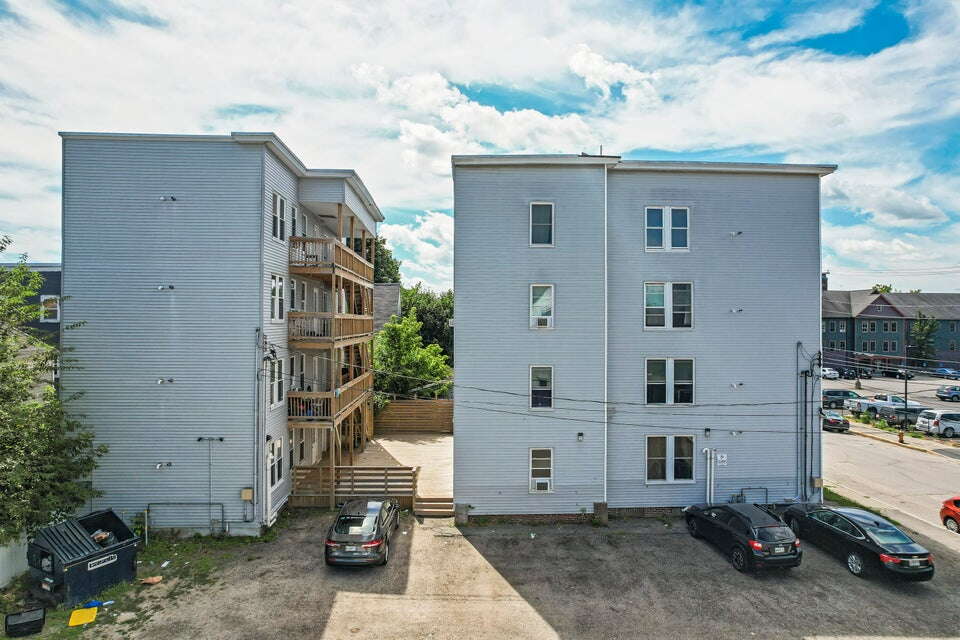 two apartment buildings