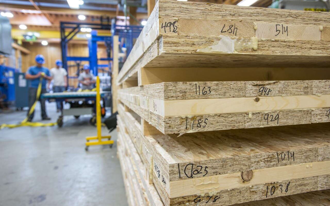 A closeup view shows composite wood boards.