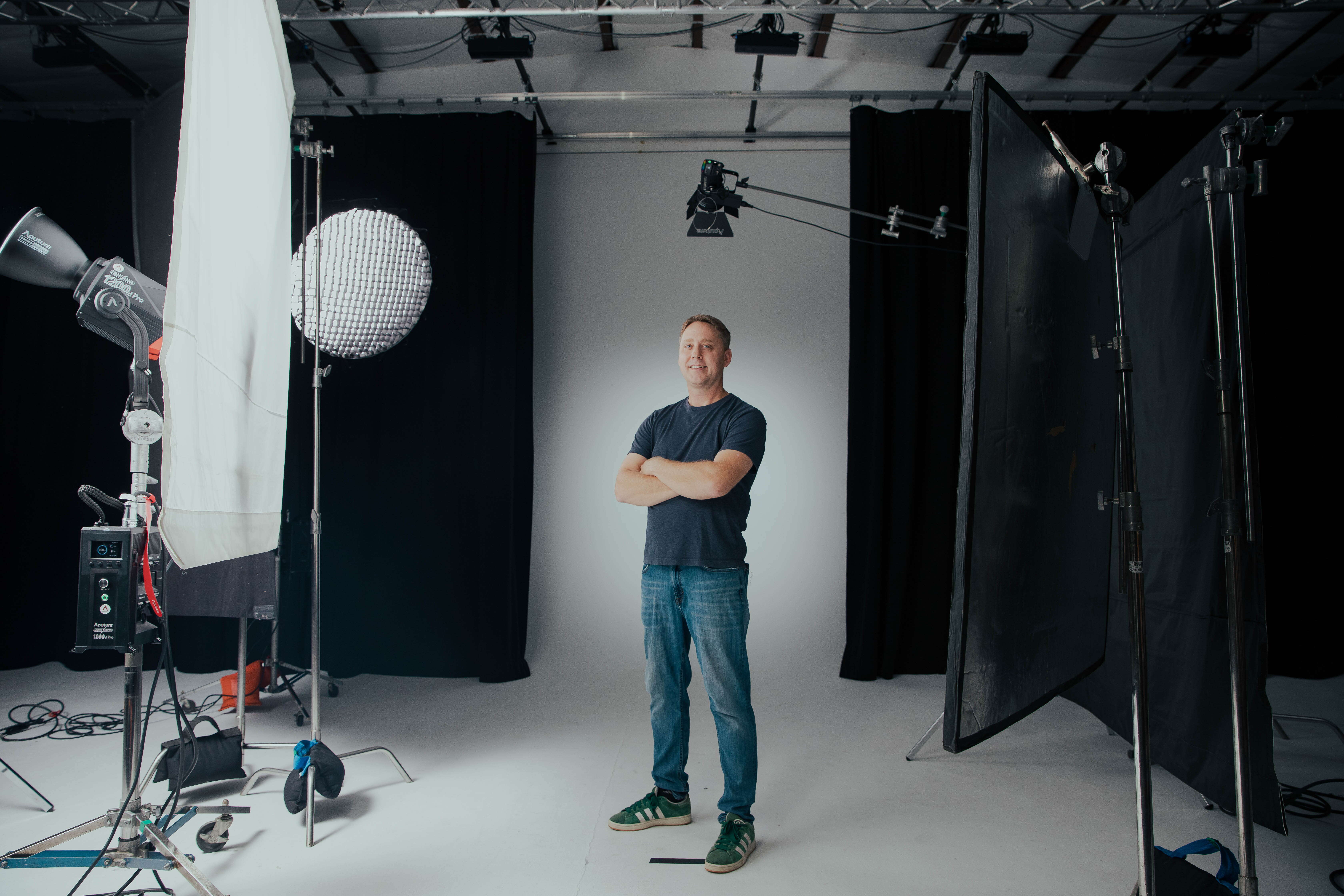 man standing in a production studio