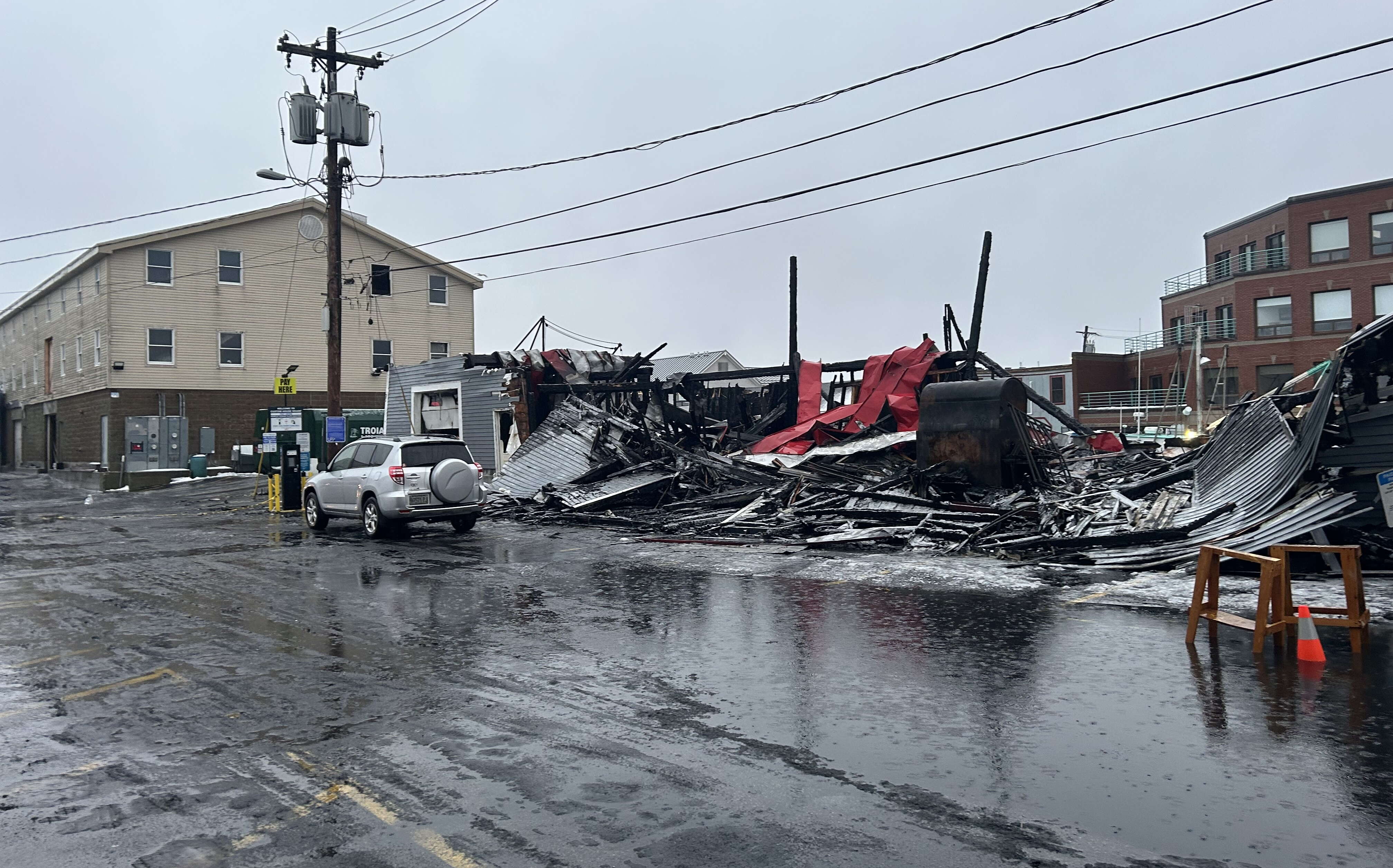 Custom House Wharf buildings after fire