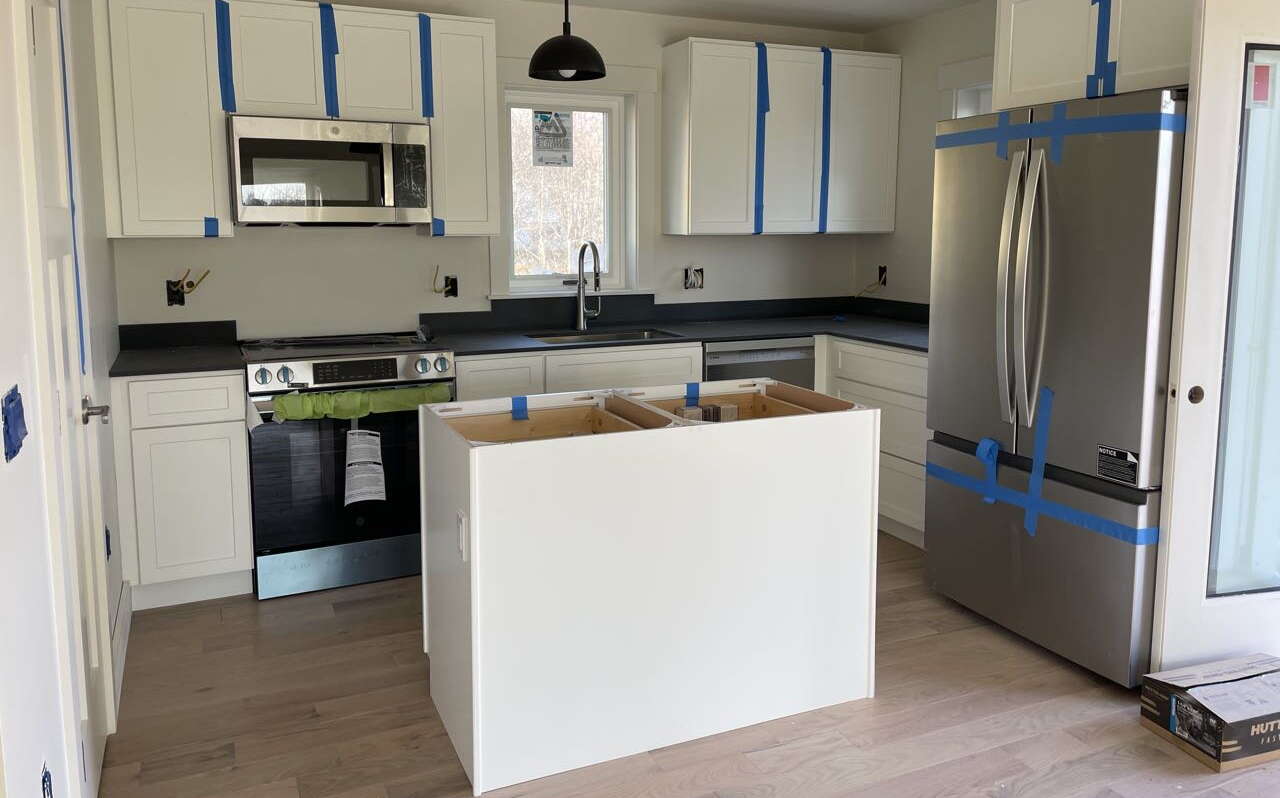 A kitchen is under construction.