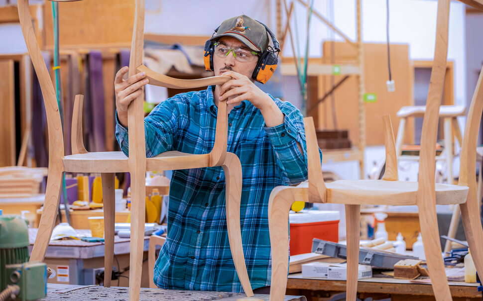 Chris Montgomery building a wooden chair 