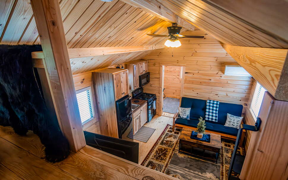 Pleasant River campground cabin interior.