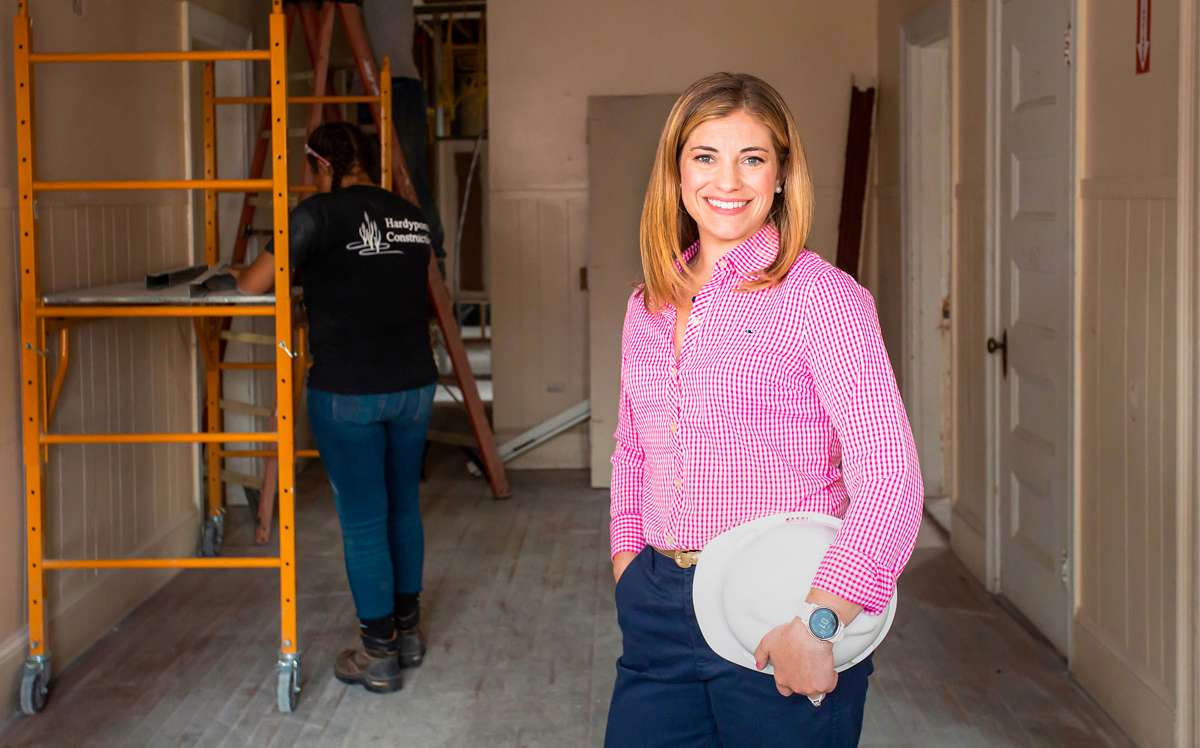 Deirdre Wadsworth at interior construction site