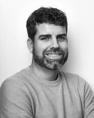 person in black and white photo