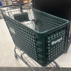 Empty shopping cart at Renys store 