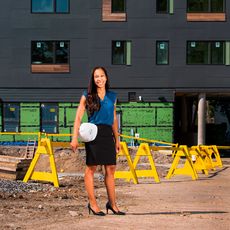 Rebecca Hatfield at a construction site