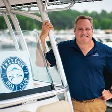 Steve Arnold on a boat