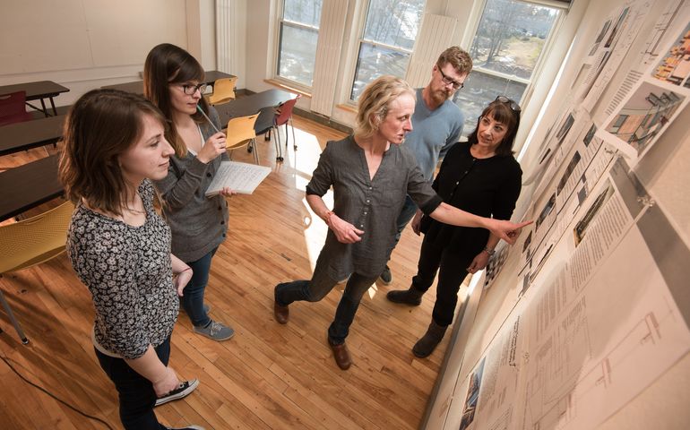 Group of architecture students and one faculty member at the University of Maine at Augusta.