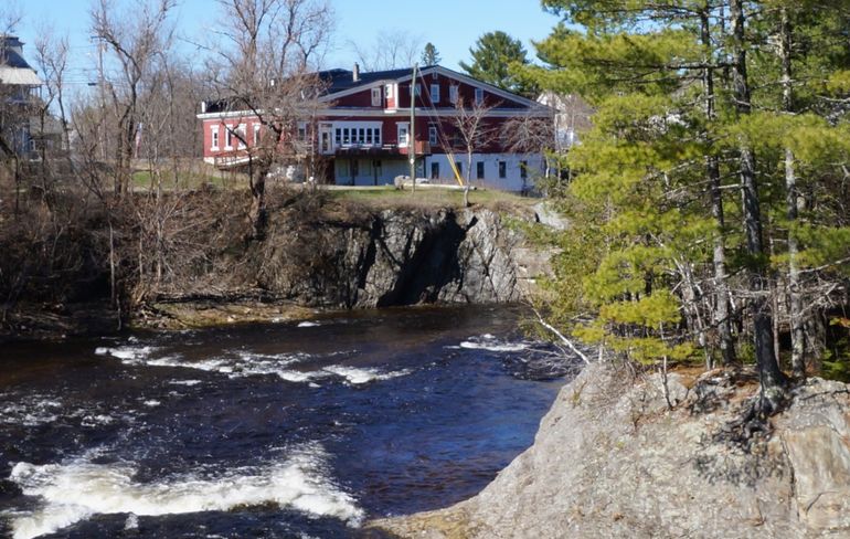 River with building on bank