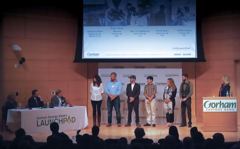 LaunchPad contest finalists on stage in 2018.