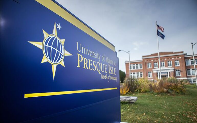 UMPI campus photo with sign 