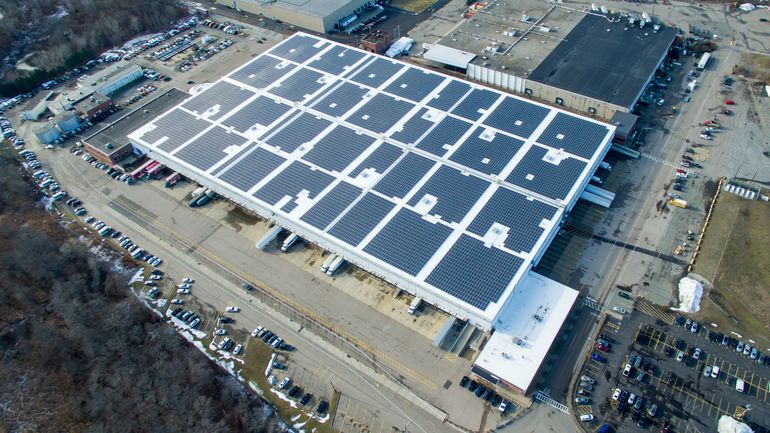 Rooftop solar installation in Boston