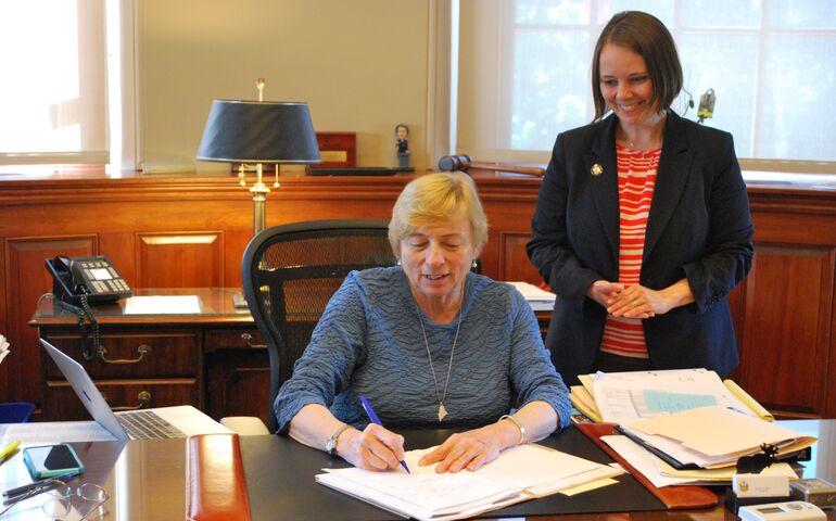 Maine governor Janet Mills and state Sen. Shenna Bellows 