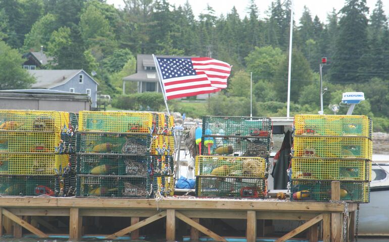 Lobster traps on Bass Harbor dock