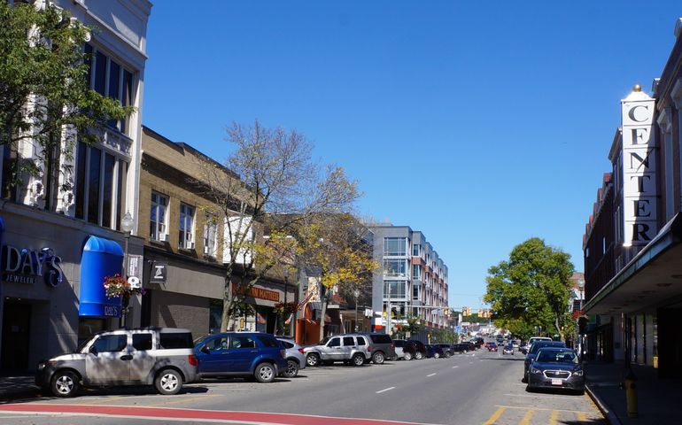 A city street on a sunny day