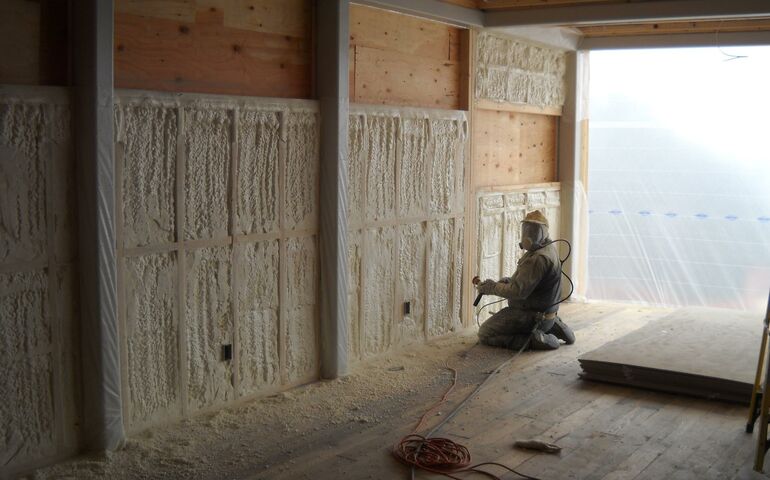 insulation being installed