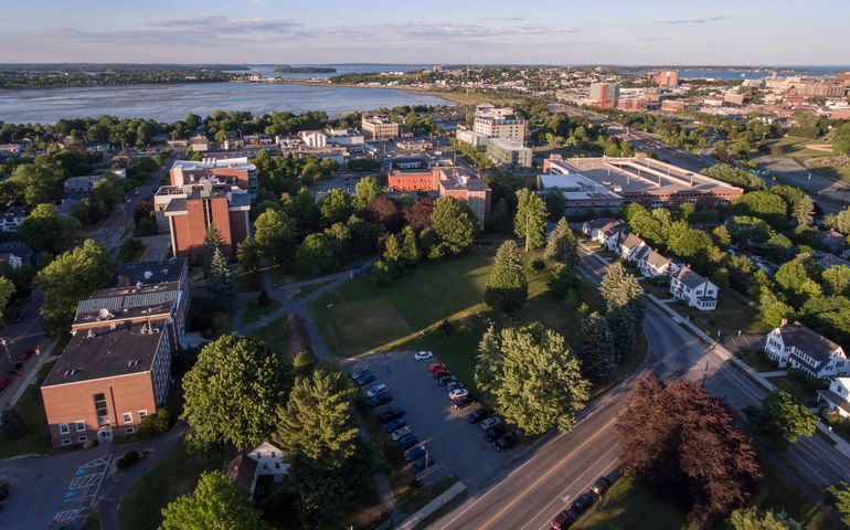 Aerial view of University of Southern Maine in Portland 